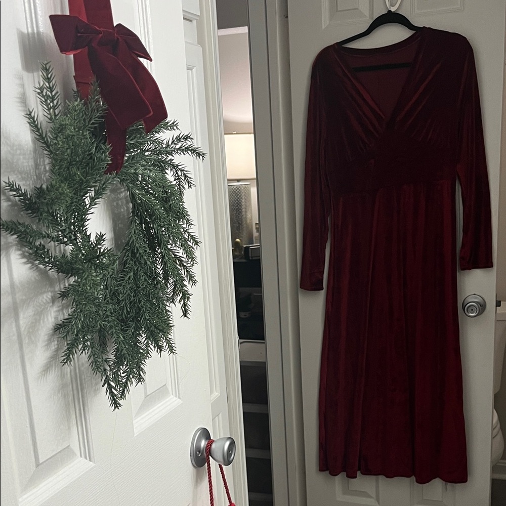 Elegant Red Velvet Dress